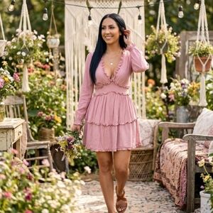 Elegant Pink Ruffle Dress